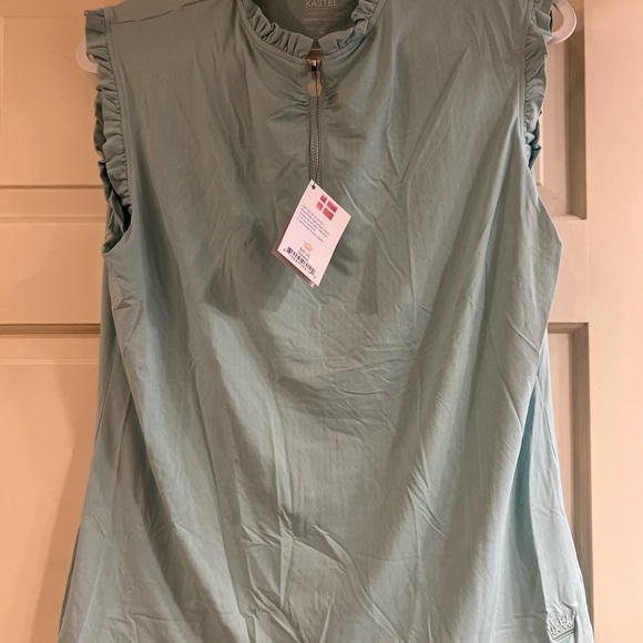 Light blue Stand-Up Collar Sleeveless Blouse NWT Kastel of Denmark XL - Picture 1 of 8